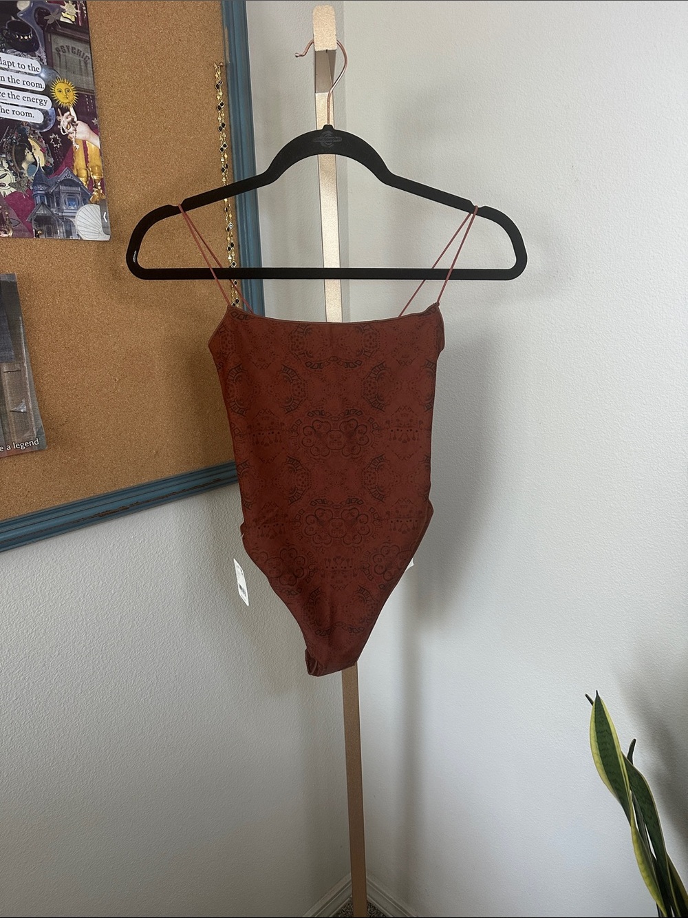 Tropic of C | Rust Brown Lace-Pattern Bodysuit